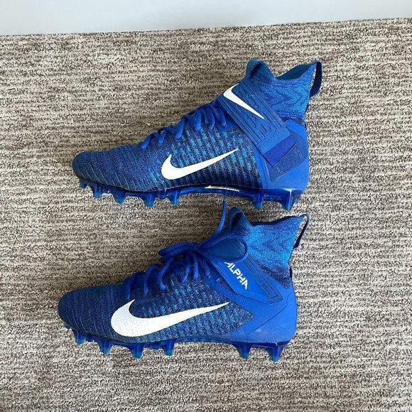 Men's 9.5 Nike Alpha Menace Elite 2 Flyknit Mid Football Cleats Blue - Picture 3 of 6